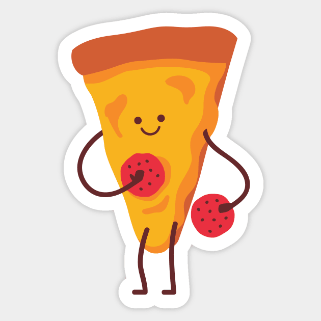 Cartoon Pepperoni Cute Pizza Slice Sticker by InkyArt
